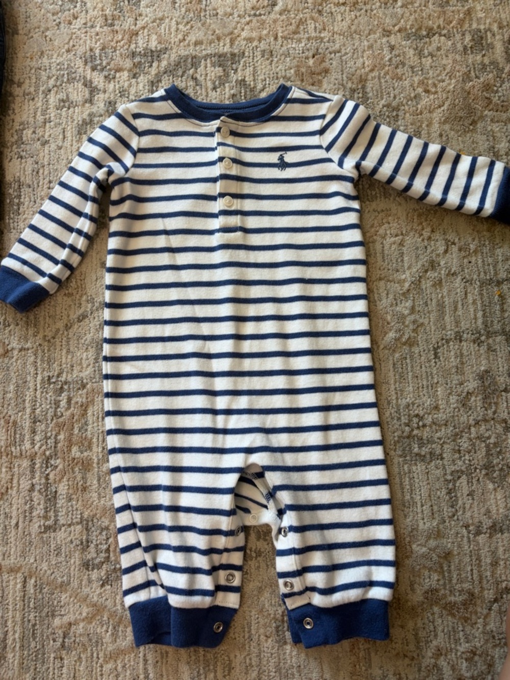 Ralph Lauren White and Navy Striped Baby Footie